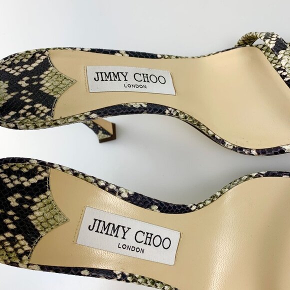 NIB Jimmy Choo Black and Taupe Snake Marin 90 Heeled Sandals Size 36.5 - Picture 7 of 10